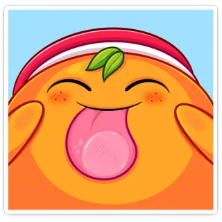 😛 Dessin animé, Orange, Mignon, Drôle, Emoji, Visage, Langue telegram sticker