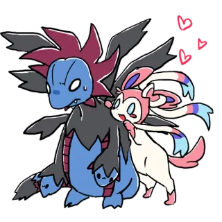 😍 pokemon, sylveon, hydreigon, mignon, animé telegram sticker