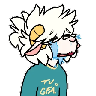 😭 TU "GFA" плачущий, животное, овца, мультфильм, грустный, наклейка, аниме, пушистый telegram sticker