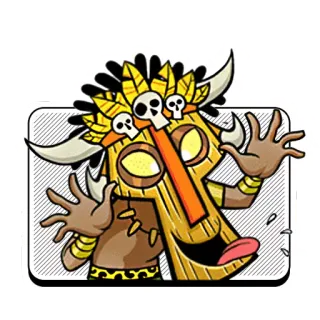 😝 Tiki, Masker, Tribal, Cartoon, Personage, Oud telegram sticker