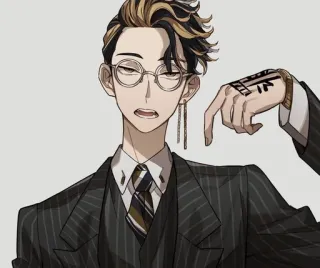 🌟 Anime, Karakter, Pria, Kacamata, Setelan telegram sticker