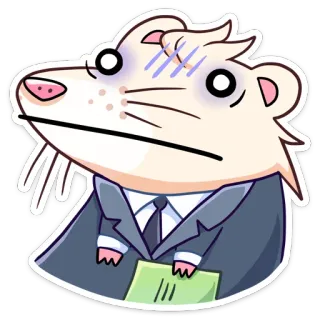 😑 animal, ferret, business, office, tired, stress telegram sticker