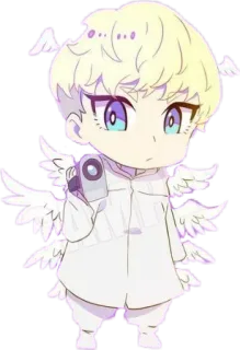 🙃 anime, chibi, angel, wings, camera, white telegram sticker