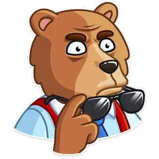 😦 медведь, мультфильм, очки, животное telegram sticker