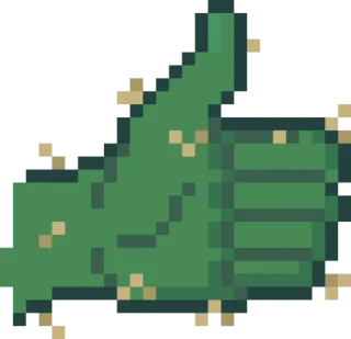 👍 像素艺术, 点赞, 喜欢, 积极, 赞同, 绿色, 复古 telegram sticker