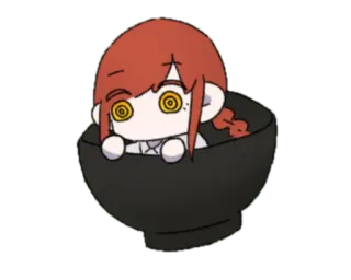 🍜 Makima Chainsaw Man makima, chainsaw man, anime, bowl, chibi, cute telegram sticker