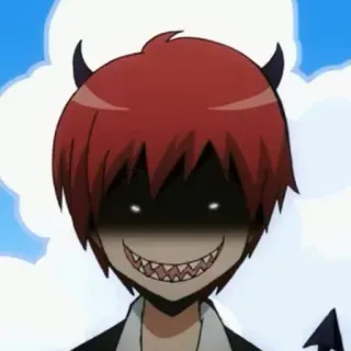 😈 Karma Akabane Assassination Classroom Anime, Demonio, Malvado, Aterrador, Travieso, Pelo rojo, Cuernos telegram sticker