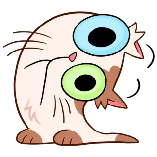 🫤 chat, dessin animé, idiot, drôle, animal, autocollant whatsapp sticker