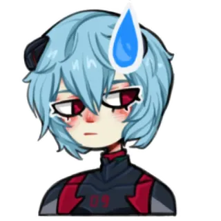 😓 Rei Ayanami Neon Genesis Evangelion anime, sticker, Rei Ayanami, Evangelion, desenho animado, personagem, nervoso whatsapp sticker