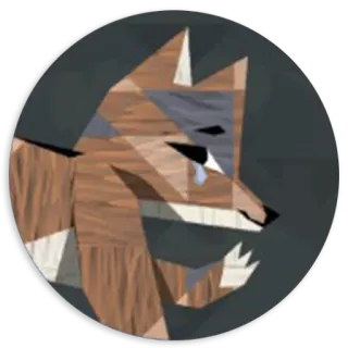 ✋ lobo, animal, triste, chorando, geométrico, marrom, azul, adesivo telegram sticker