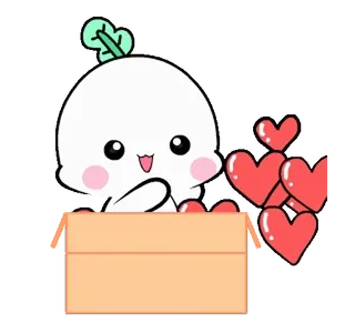 ❤️ fofo, kawaii, coração, amor, desenho animado, caixa, rabanete telegram sticker