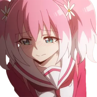 😣 anime, chica, pelo rosa, linda, sonrojada telegram sticker