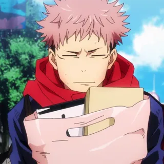 💥 Yuji Itadori Jujutsu Kaisen anime, personaggio, capelli rosa, Jujutsu Kaisen, Yuji Itadori telegram sticker