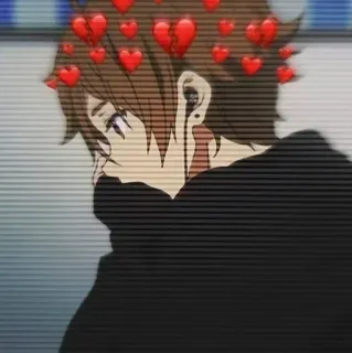 🥰 Anime, Triste, Corazón roto, Dibujo animado, Chico anime triste, Personaje de anime telegram sticker