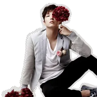 💐 ผู้ชาย, ดอกไม้, เกาหลี, นักแสดง, แฟชั่น, สไตล์ whatsapp sticker