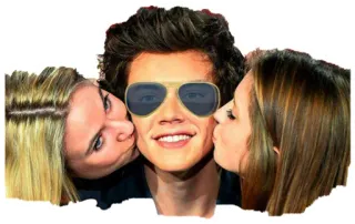 😊 men, women, kissing, affection, sunglasses, people telegram sticker