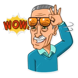 😲 Stan Lee WOW! Stan Lee, Marvel, Comic Book, Wow, Sunglasses telegram sticker