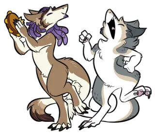 👑 wolves, animals, anthropomorphic, dancing, cartoon, furry telegram sticker
