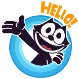 👋 Felix the Cat HELLO! gato, desenho animado, saudação, olá, amigável whatsapp sticker