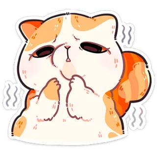 🐱 gatto, animale, adesivo, esausto, carino, cartone animato, arancione telegram sticker