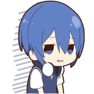 😣 Аниме, Чиби, Грустный, Мультфильм, Синие волосы telegram sticker