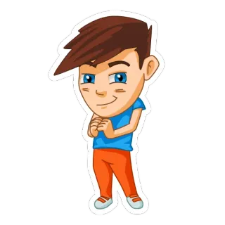 😏 desenho animado, menino, personagem, adesivo, arrogante telegram sticker