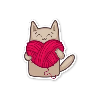 ❤ gatto, cuore, filato, carino, animale, animale domestico telegram sticker