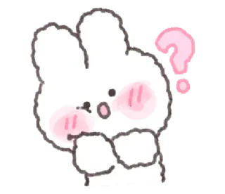 💬 desenho animado, coelho, ponto de interrogação, fofo, confuso, pensando whatsapp sticker