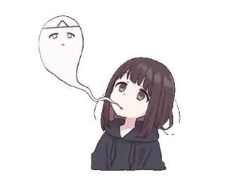 😰 Аниме, Девочка, Призрак, Мультфильм, Милый, Наклейка telegram sticker