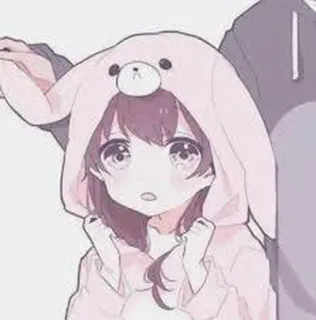 ❤️ Anime, Niedlich, Mädchen, Hase, Rosa, Paar telegram sticker