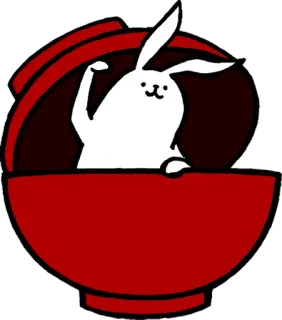 🍚 rabbit, bunny, bowl, cute, animal, illustration telegram sticker