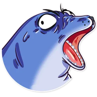 👿 foca, animal, dibujo animado, mamífero, expresión, boca abierta whatsapp sticker