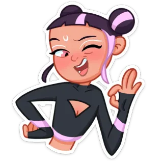 😉 dibujo animado, personaje, guiño, ok telegram sticker