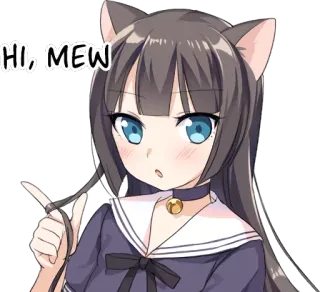 👋 HI, MEW Katzenmädchen, Anime, Süß, Kawaii, Manga telegram sticker