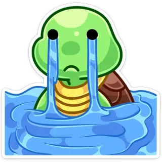 😭 turtle, sad, crying, water, emoticon whatsapp sticker