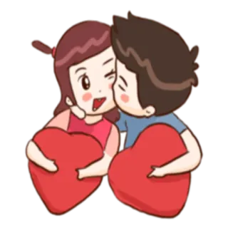 💏 dessin animé, amour, couple, coeur, affection, romance, saint valentin telegram sticker