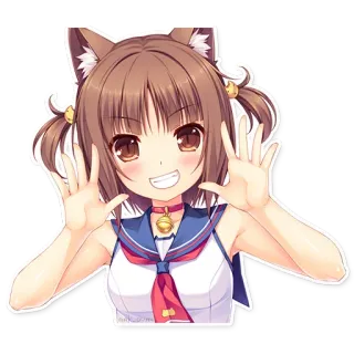 👐 anime, girl, cat, kawaii whatsapp sticker