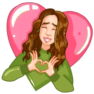 ❤️ menina, coração, amor, mulher, desenho animado, fofo, personagem telegram sticker