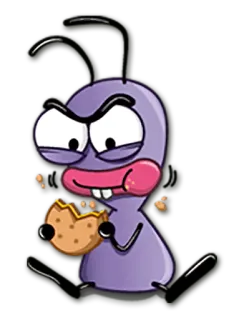 🍪 Dibujo animado, Personaje, Snack, Galleta, Morado, Comiendo telegram sticker