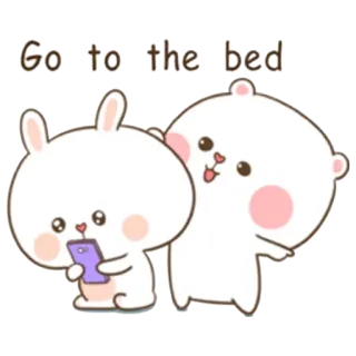 😠 Go to the bed coelho, urso, fofo, kawaii, animal, dormir, hora de dormir whatsapp sticker
