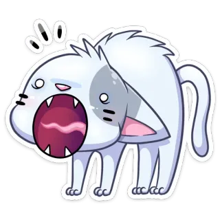 😈 kot, przestraszony, zszokowany, kreskówka, zwierzę, naklejka whatsapp sticker