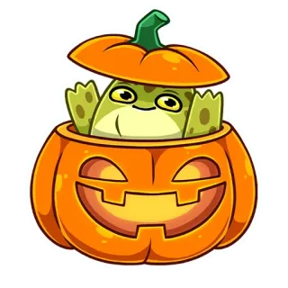 🎃 frog, pumpkin, halloween, animal, sticker, cartoon, cute telegram sticker