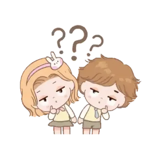 👩‍❤️‍👨 вопрос, думает, в замешательстве, мультфильм, персонажи, милый, выражения, пара telegram sticker