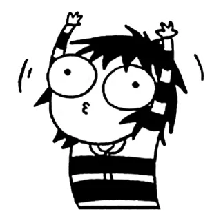 😋 Desenho animado, Anime, Personagem, Preto e branco, Animado, Engraçado, Alegre whatsapp sticker