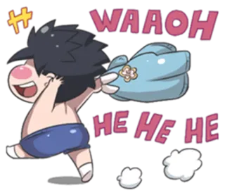 😍 WAAOH HE HE HE cartoon, boy, laughing, joyful, anime, cute telegram sticker