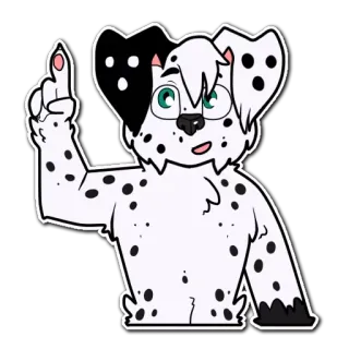👆 perro, animal, dibujo animado, dálmata, blanco, negro, ilustración whatsapp sticker