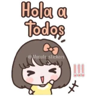 😁 Hola a Todos carino, cartone animato, ciao, saluto, ragazza, adesivo telegram sticker
