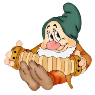 🎹 Dopey Snow White and the Seven Dwarfs Cucciolo, nano, Biancaneve, cartone animato, fisarmonica, musica, Disney, animazione telegram sticker