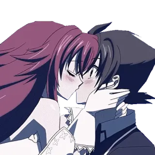 👄 anime, kiss, romance telegram sticker