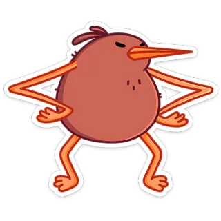 🤨 vogel, kiwi, cartoon, lustig, figur, tier whatsapp sticker
